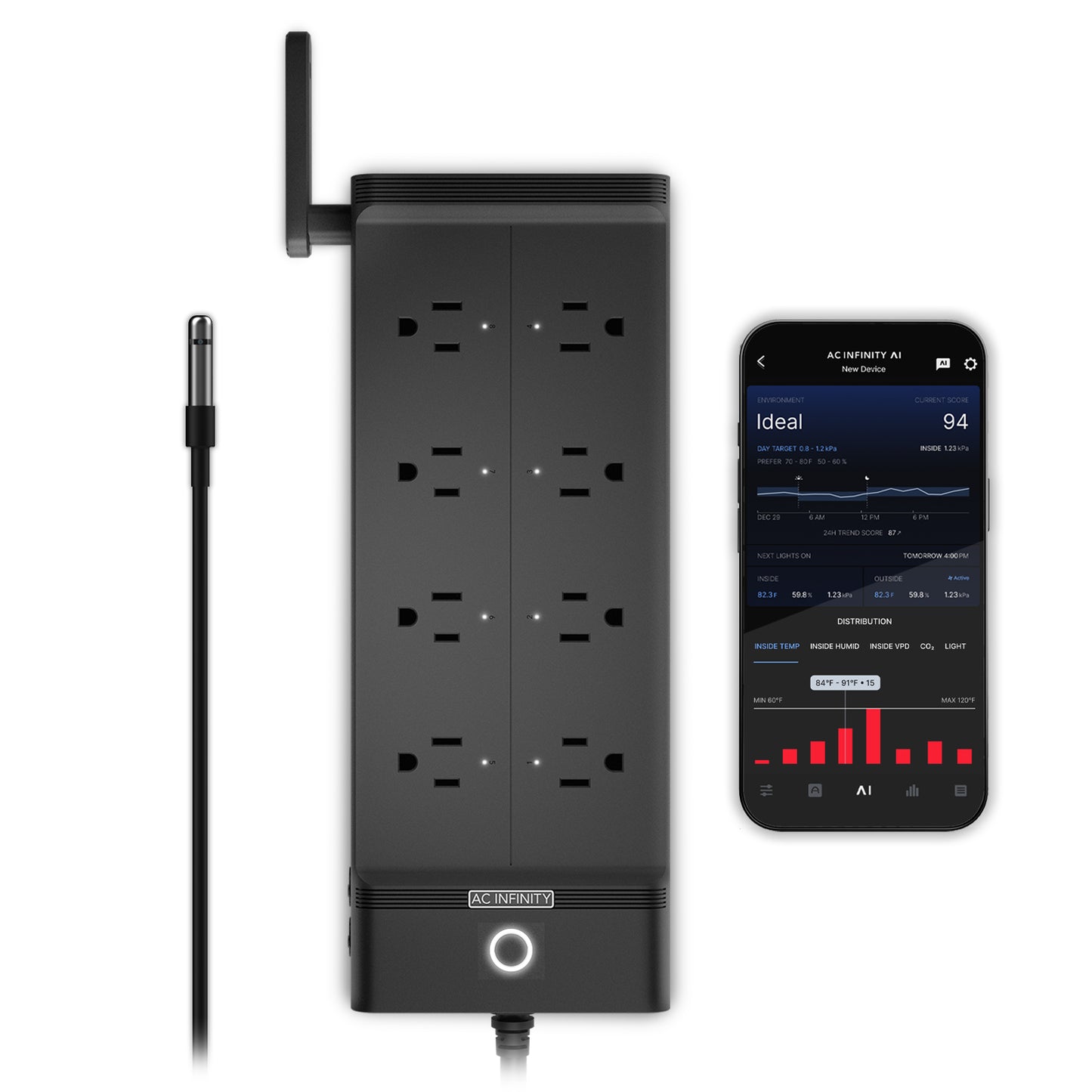 OUTLET AI+, Environment Controller 8-Outlet, with Temp Humidity VPD Sensor