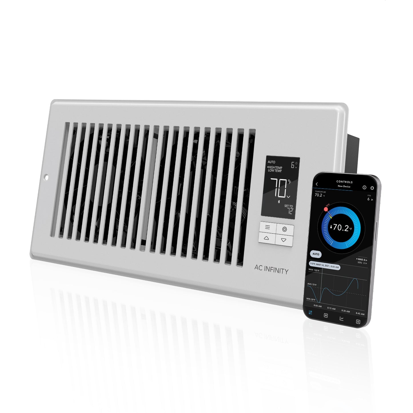 AIRTAP T4, Smart Register Booster Fan 4" x 10" White