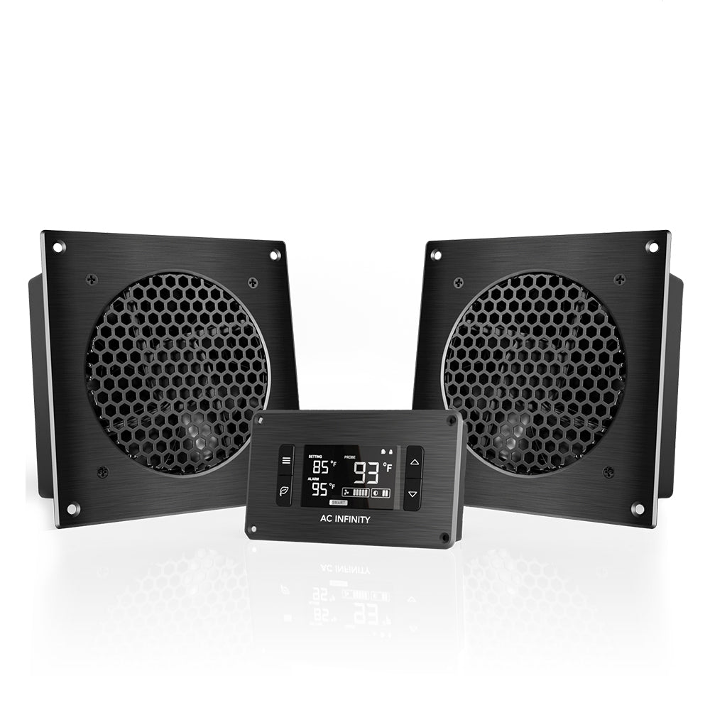 AIRPLATE T8, Quiet Cabinet Cooling Fan Dual 6" with Temperature Controller