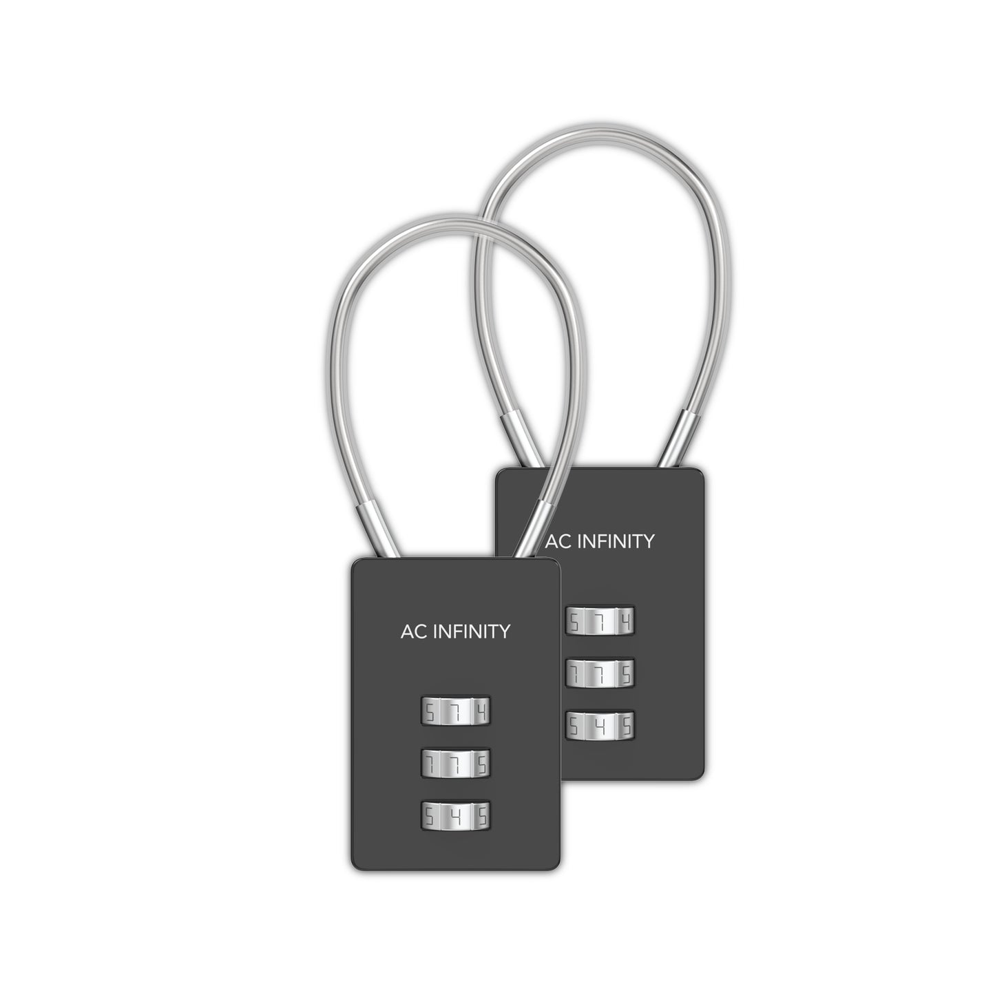 Combination Lock, Flexible Steel Cable Loop, 2-Pack