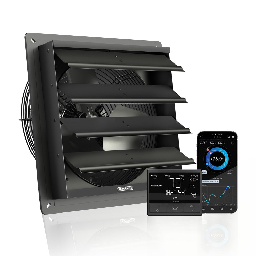 AIRLIFT T12, Shutter Exhaust Fan 12" with Temperature Humidity Controller