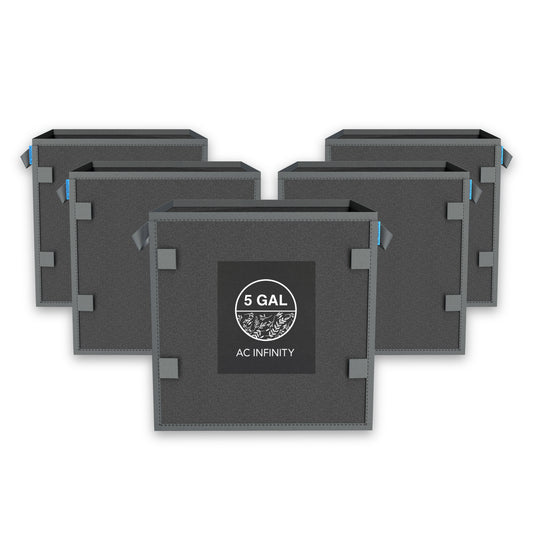 Heavy Duty Reusable Square Fabric Pots,  5 Gallon, 5-Pack