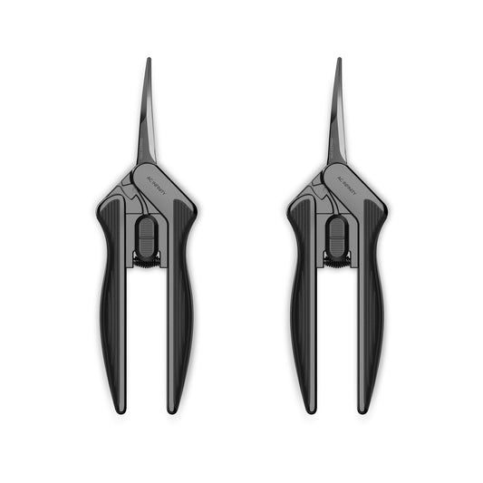 Ergonomic Pruning Shear 6.6”, Stainless Steel Curved-Blades 2-Pack