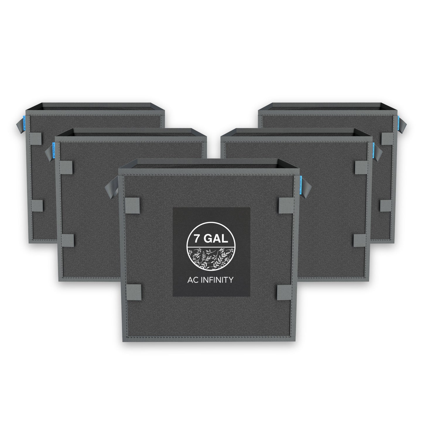 Heavy Duty Reusable Square Fabric Pots,  7 Gallon, 5-Pack